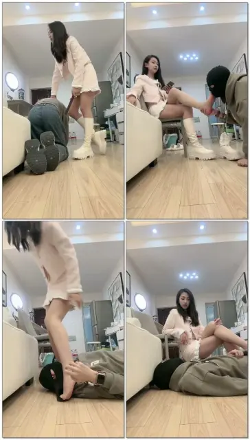 【乔妹S】长靴玩狗舔脚圣水深喉