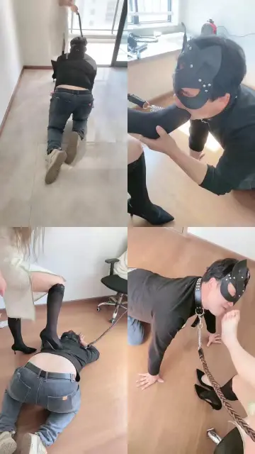 【Rou丝】旗袍女神-阳台遛狗/品尝原味黑丝jio/踩踏骑马/吃袜子