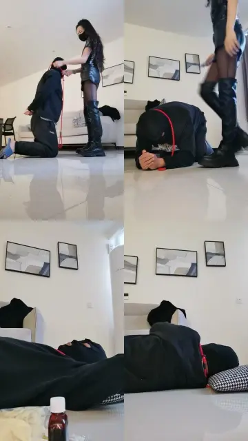 【皮皮】转胯狗爬/皮鞋黑丝玩虐/长靴全体重跳踩/碾压狗爪/嘴叼鞋