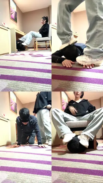 【乔伊】桌底视角-老爹鞋踩虐/胯下羞辱【双视角版】