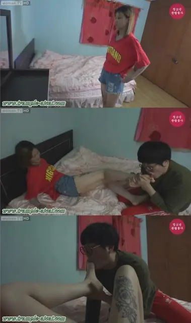 【韩国fetishwoman】纹身美女被变态哥哥舔裸足