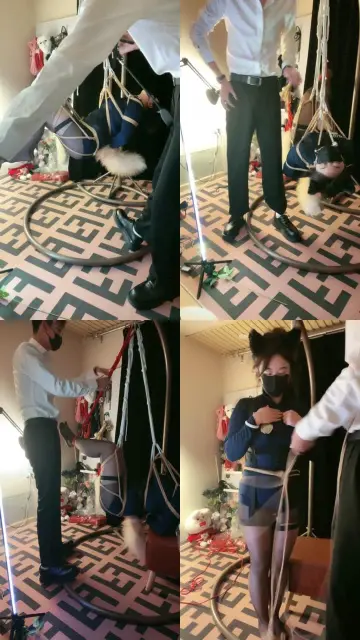 【Dom林深】吊缚玩红妻，她老公镜头外被绑着看