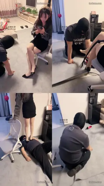 【林夕】暴揍跑骚奴-肉丝脚插嘴/鞭打/连环耳光