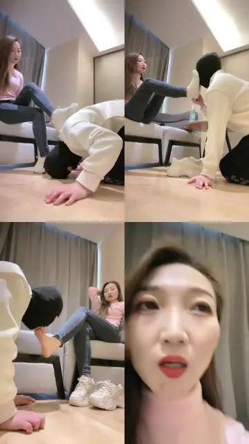 【魅儿】脚踩闻鞋/清理口水脏鞋底/吃棉袜/插嘴