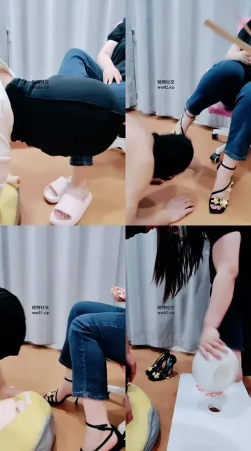 【拽拽】藤条重度鞭打/踩踏喂食