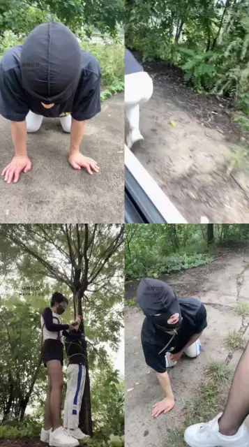 【喵主】户外虐狗-小白鞋黑丝踩虐/吊绑踢踹