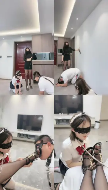 【妆主大大】黑丝高跟长腿-情侣奴非要下跪做狗