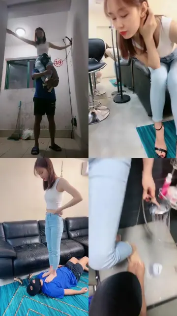 【艾莉】楼梯间胯下羞辱/室内高跟踩踏踢裆深喉