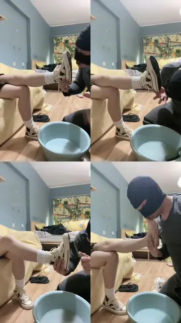 【黑泽兮】狗舌头清理高帮鞋白棉袜【完整版】