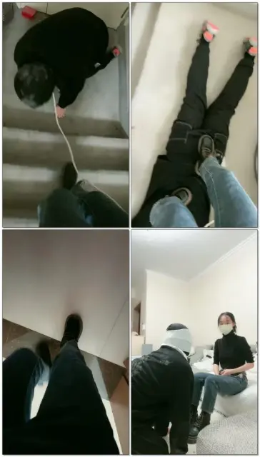 【子衿殿下S】户外调教楼梯跪拜户外遛我鞋底喂食添靴子