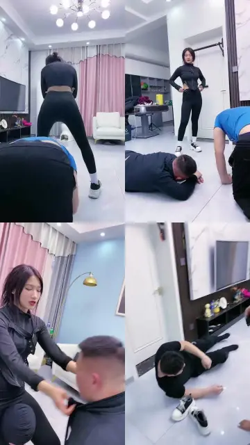 【麋鹿银儿】健身女教练暴打/全体重踩踏/腿绞/转胯