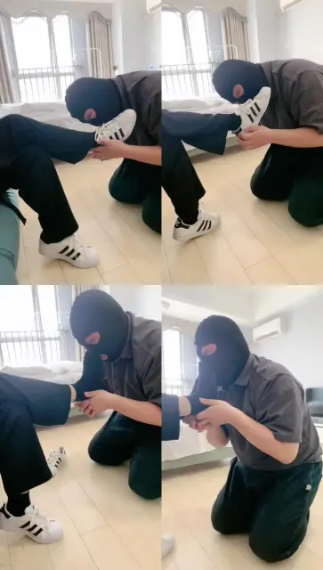 【曼妮老师】下跪清理贝壳头黑棉袜