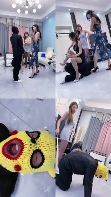 【麋鹿银儿】3S-轮流抽耳光/掐脖窒息/转胯/藤条抽