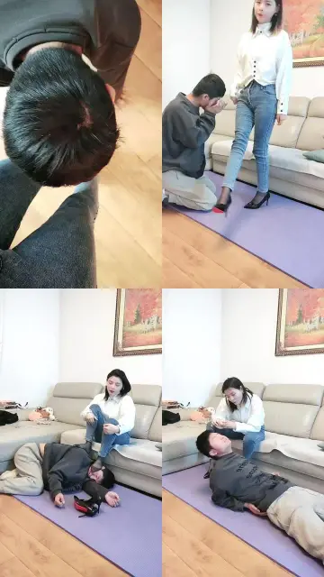 【紫烟s】闺蜜男朋友求我玩他舔脚舔鞋踩踏喂食圣水