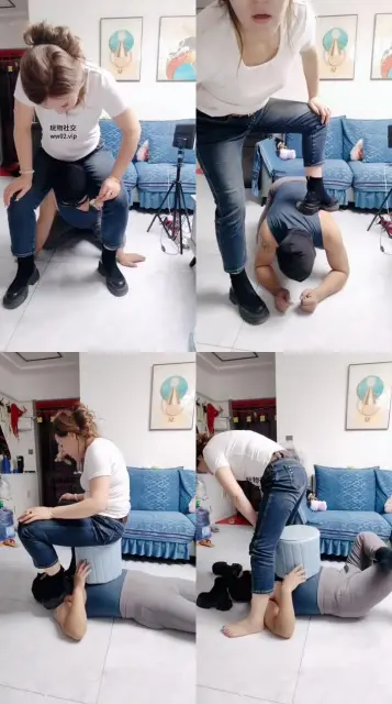 【李老师】骑狗背抽耳光/靴子全体重踩踏