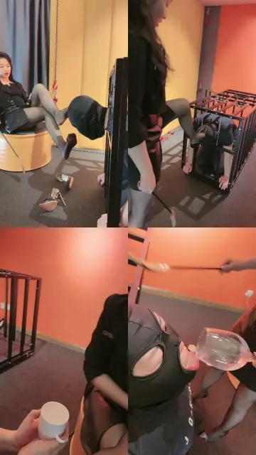 【鑫儿教头】囚禁狗笼强制舔鞋/喝口水圣水/藤条抽