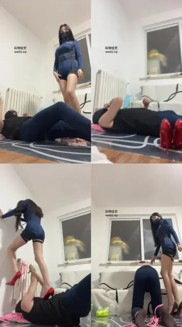 【梓晨大大】铁手铐捆绑-美腿全体重踩踏/藤条鞭打