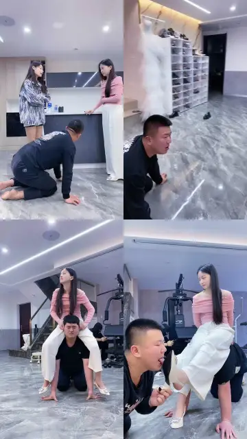 【麋鹿银儿】带素人S虐双M-高跟踩踏/拧耳朵/掐脖子/骑脖子腿绞