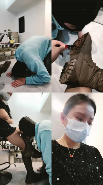 【芮兮夫妻】舌头鞋刷/靴子黑丝脚插嘴