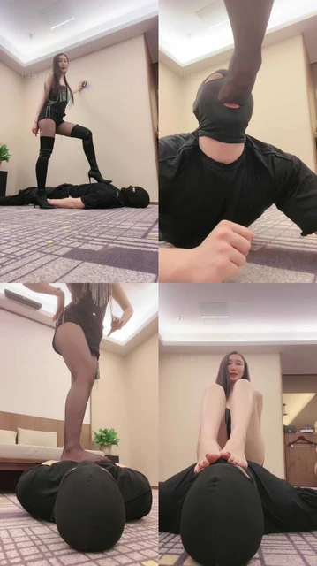 【倪梵】模特S-高跟长靴全体重踩踏/黑丝脚插嘴