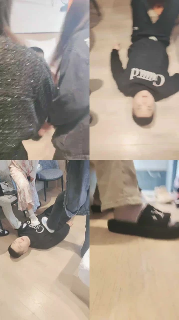 【爆爆】4素人S-轮流抽耳光/穿鞋踩踏碾压/遛狗