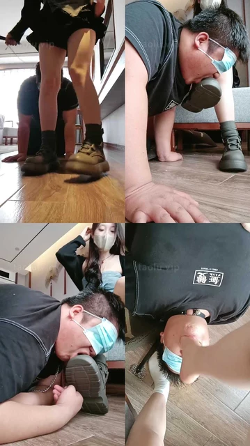 【爱可呀】学生主马丁靴胯下辱-骑脖子/踩踏吸味/浓痰深喉