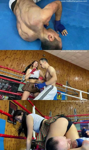 【欧美女王】女学生擂台踢废拳击手