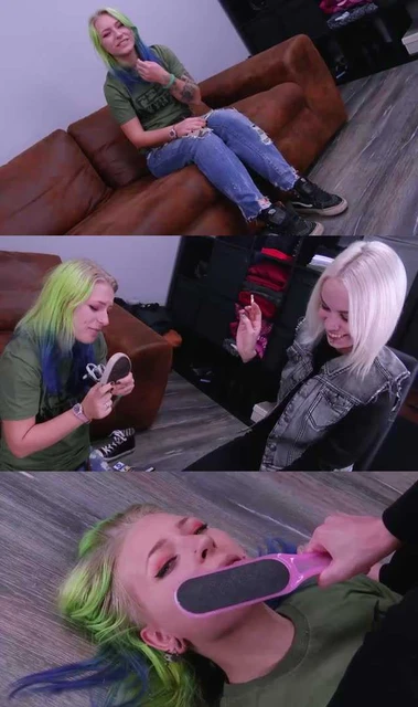 【欧美女王】EX 银发女主调教新女奴 吃烟灰/舔鞋底/吃磨脚皮喝泡着袜子的水