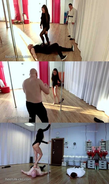 【欧美女王】巨羞辱！格斗家败在钢管舞女的臭丝袜脚下!被钢管舞女踩着跳舞!