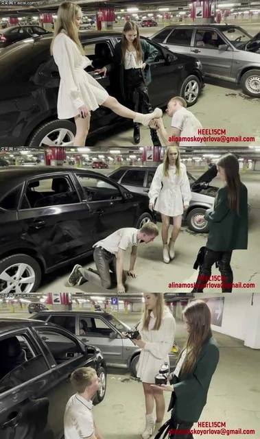 【欧美女王】得罪陌生美女怎么办？跪下道歉,被她们踩在脚下蹂躏后舔干净脏鞋底