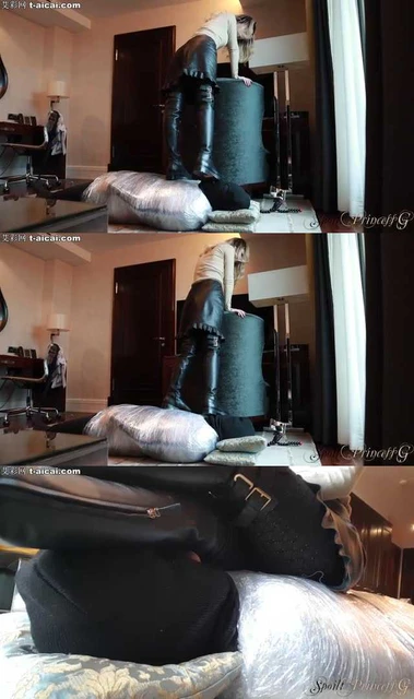 【欧美女王】狠毒Grace的保鲜膜木乃伊全体重皮靴踩脸舔鞋底折磨调教！