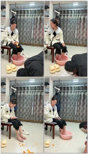 【锅盖子】双素人舔脚喂食物