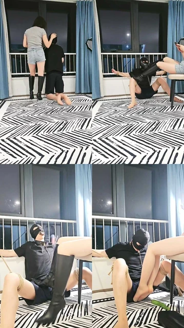 【贝琳】高跟长靴踩虐/狗链遛狗/踢裆鞭打/强制闻鞋袜子塞嘴