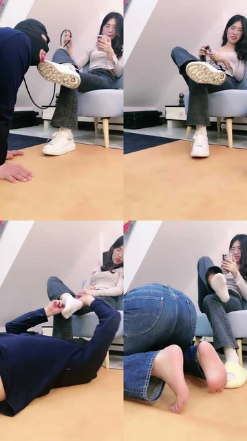 【嘉妮S】夜跑后原味白袜鞋袜辱狗