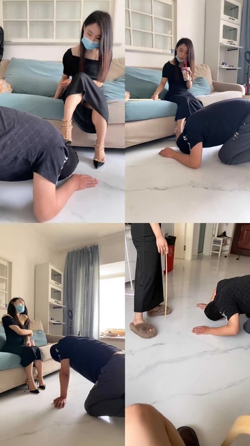 【佰萬】铆钉高跟虐狗爪/耳光/板子抽打/毛拖鞋踩踏