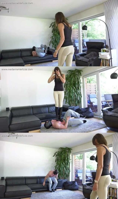 【欧美女王】Marissa女王大皮靴飞腿踹飞肌肉狗！撂倒跳踩狠碾！