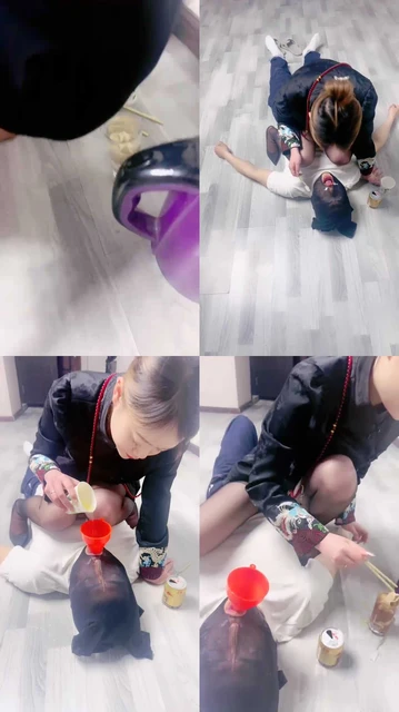 【逗逗】重口-喂洗漱水/漏斗灌圣水/原味丝袜榨汁