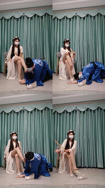 【泡芙S】公主cos太监狗-戒尺抽打/跪舔原味jio【双视角完整版】