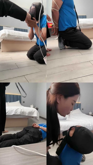 【豆宝】裸足深喉/短黑丝恋足舔/喂口水/捆绑口球塞嘴