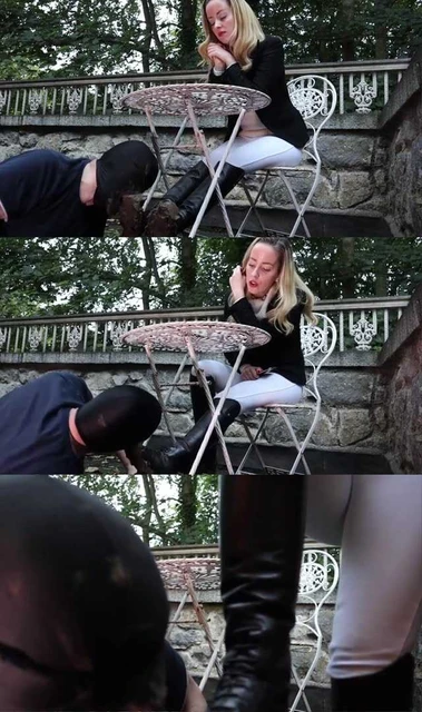 【欧美女王】奴隶跪舔女贵族马靴鞋底的泥！贵族美女Grace让奴隶舔干净脏泥