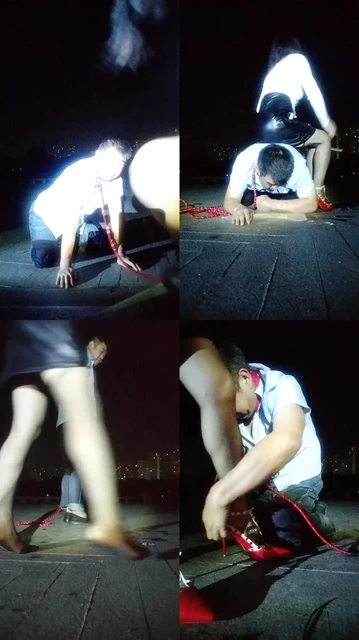 【冰炫】深夜户外骑马遛狗/藤条鞭打【双视角版】