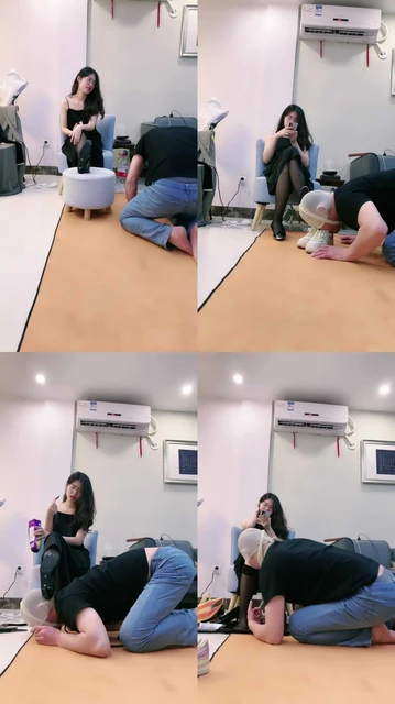 【嘉妮】闻小白鞋犯贱/黑丝高跟踩喂食/鞭打抽狗爪