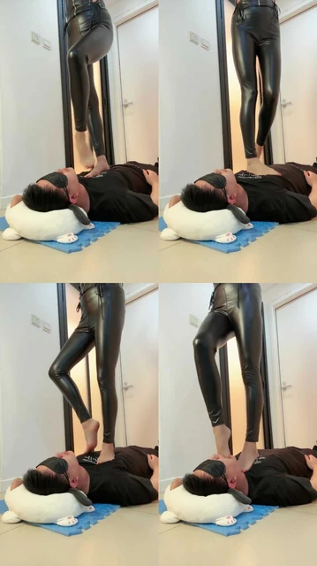 【苒溪】皮裤女神S-玉足全体重踩踏