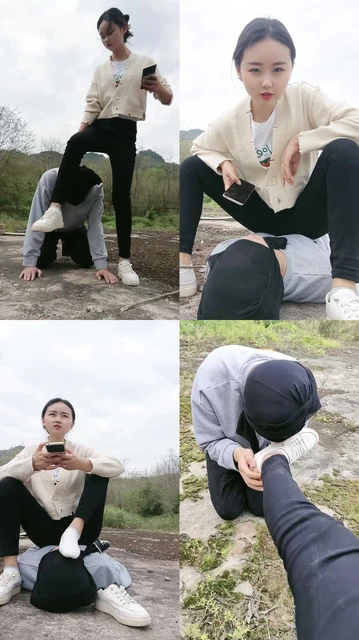 【小小小魔女】户外骑马-树枝抽-棉袜捂脸-舔鞋踩踏