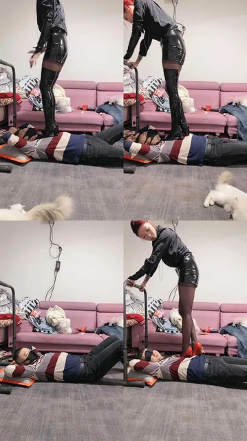 【冰诺】粗跟长靴+细高跟全体重踩踏