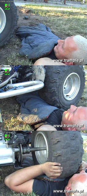 【欧美女王】残忍！被太妹骑摩托疯狂碾压！还要用脚踩！等着被活活压死吧