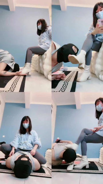 【桃子老师】短靴碾压狗头/揪耳朵耳光/清理鞋底/反绑舔地板/踩踏