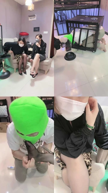 【梓夫人】姐妹花囚禁绿帽-关狗笼/脚踩喂食/内裤塞嘴/暴打