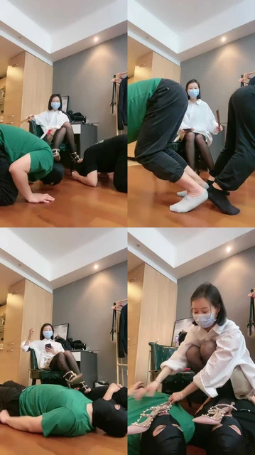 【Q月】黑丝高跟诱惑-sp打手心/脚插嘴/踩踏虐乳