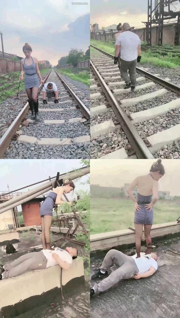 【领主老大】废弃铁道调偶遇路人/高跟全体重踩/骑马鞭打/咬胳膊